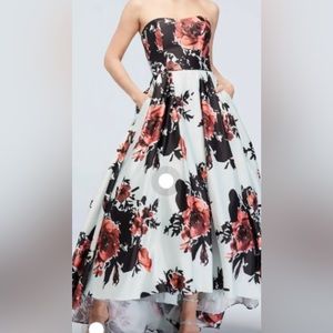 BNWT Betsey&Adam Size 14 Strapless Floral Satin Ball Gown Wedding, Evening, Prom